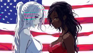 United States of America with white lady and black lady