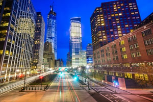 New York City cityscape in Lower Manhattan.