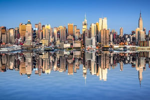 New York City, USA city skyline of Midtown Manhattan.