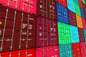 Stacked Colorful Cargo Containers.  Industrial and Transportation Background.-1